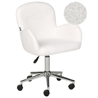B&Q -  Desk Chair Priddy Boucle Off-White