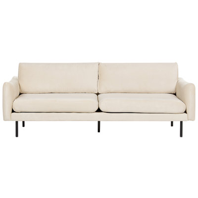 Beliani Sofa 3 Seater Vinterbro Velvet Light Beige