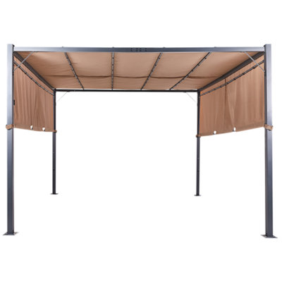 Beliani Gazebo Led Parga Metal 310 Cm 310 Cm Brown from B&Q