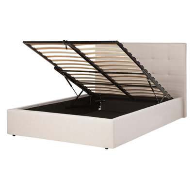 Beliani Ottoman Bed Lorient Fabric Beige 140 X 200 Cm (Eu Double) from B&Q