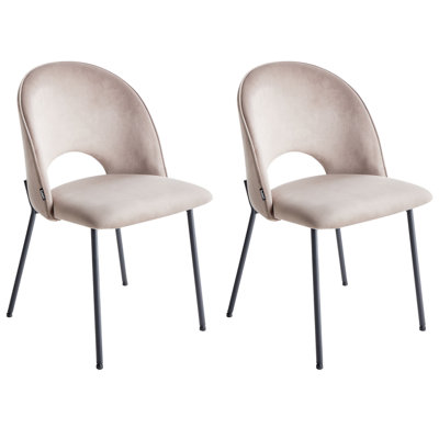 B&Q -  Set Of 2 Dining Chairs Covelo Velvet Taupe
