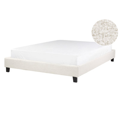 B&Q -  Bed Without Headboard Boucle Roanne 140 X 200 Cm (Eu Double) Light Beige