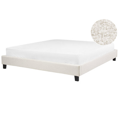 B&Q -  Bed Without Headboard Boucle Roanne 180 X 200 Cm (Eu Super King) Light Beige