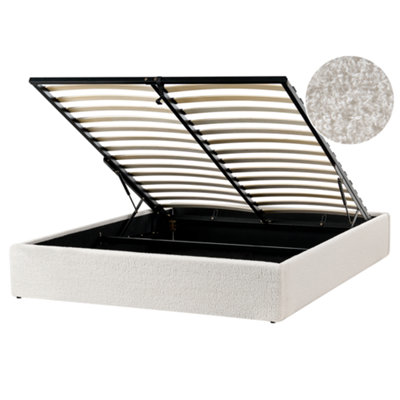 Beliani Ottoman Bed Without Headboard Boucle Dinan 160 X 200 Cm (Eu King Size) Off-White from B&Q