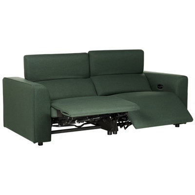 Beliani Electric Recliner Sofa 2 Seater Ulven Fabric With Usb Port Dark/Green