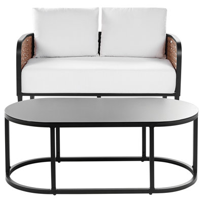 Beliani Garden Lounge Set With Table 2 Seater Montefalco Metal White from B&Q