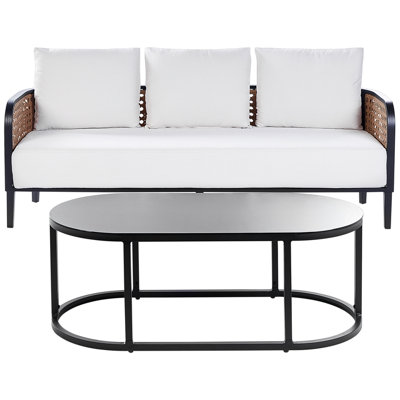 Beliani Garden Lounge Set With Table 3 Seater Montefalco Metal White from B&Q