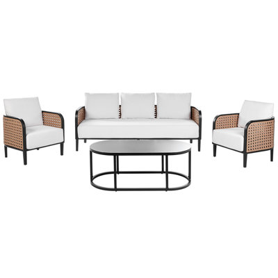 Beliani Garden Lounge Set With Table 5 Seater Montefalco White Metal from B&Q