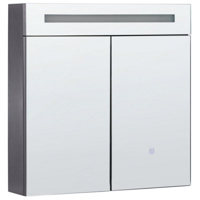 B&Q -  Bathroom Wall Mounted Mirror Cabinet Led Jaramillo 60 Cm 60 Cm Black