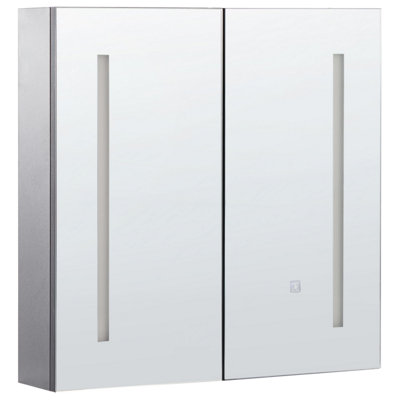 B&Q -  Bathroom Wall Mounted Mirror Cabinet Led Chabunco 60 Cm 60 Cm Black
