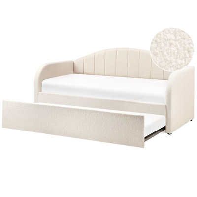 B&Q -  Trundle Bed Boucle Eyburie 90 X 200 Cm (Eu Single) Light Beige