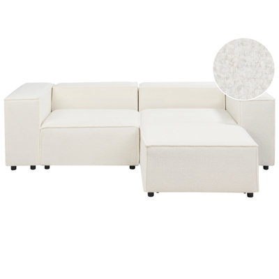 Beliani Modular Corner Sofa 2 Seater Ardal Boucle White With Ottoman from B&Q