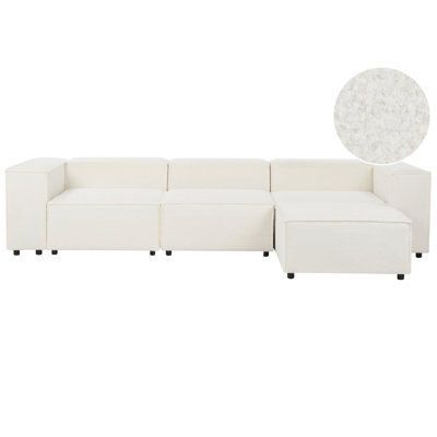 Beliani Modular Corner Sofa 3 Seater Ardal Boucle White With Ottoman from B&Q