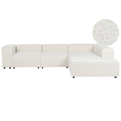 Beliani Modular Corner Sofa 4 Seater Ardal Boucle White Left Hand from B&Q