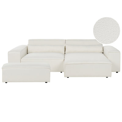 Beliani Modular Corner Sofa 3 Seater Hellnar Left Hand Off-White Boucle With Ottoman from B&Q