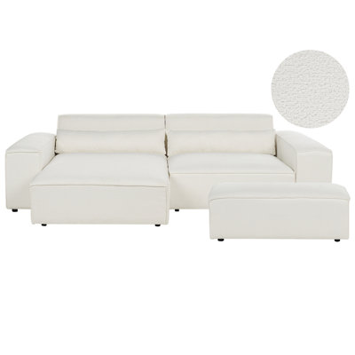 Beliani Modular Corner Sofa 3 Seater Hellnar Right Hand Off-White Boucle With Ottoman from B&Q