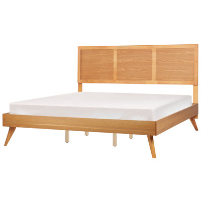 Beliani Brown Bed Istres 180 X 200 Cm (Eu Super King) Ash Wood