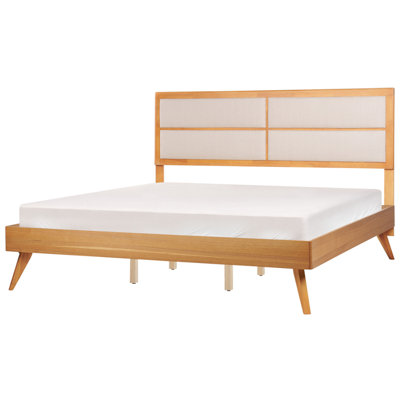 Beliani Brown Bed Poissy 180 X 200 Cm (Eu Super King) Ash Wood