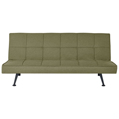 Beliani Sofa Bed 3 Seater Hasle Fabric Olive Green from B&Q