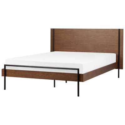 Beliani Bed Libermont 140 X 200 Cm (Eu Double) Dark Ash Wood