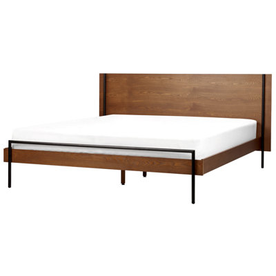Beliani Bed Libermont 180 X 200 Cm (Eu Super King) Dark Ash Wood