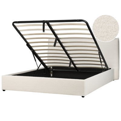 Beliani Ottoman Bed Lavaur Boucle Off-White 160 X 200 Cm (Eu King Size) from B&Q
