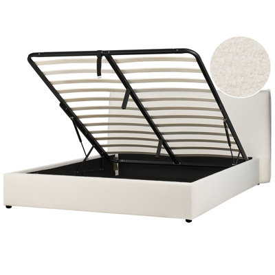Beliani Ottoman Bed Boucle Lavaur 180 X 200 Cm (Eu Super King) Off-White from B&Q