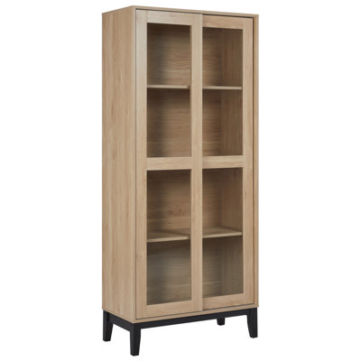 B&Q -  Glass Display Cabinet Rumson 80 Cm Light Brown