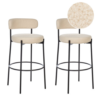 B&Q -  Set Of 2 Bar Chairs Allison Boucle Light Beige