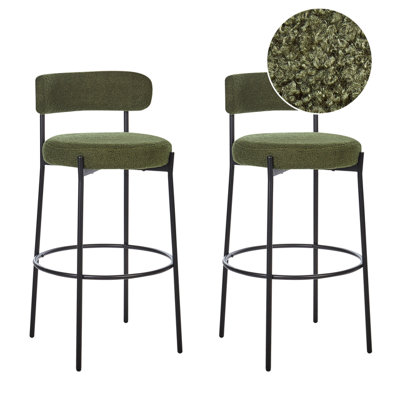 B&Q -  Set Of 2 Bar Chairs Allison Boucle Green
