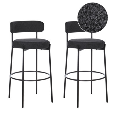 B&Q -  Set Of 2 Bar Chairs Allison Boucle Black