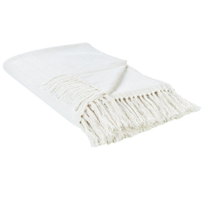 Beliani Blanket Ampara Cotton 150 X 200 Cm Off-White from B&Q