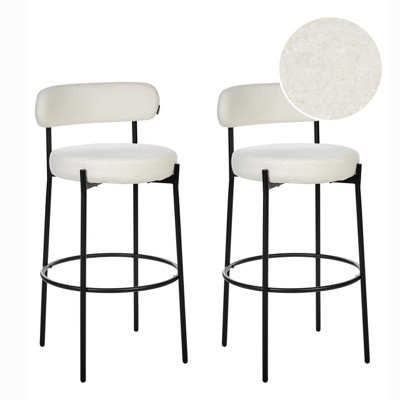 B&Q -  Set Of 2 Bar Chairs Allison Boucle White