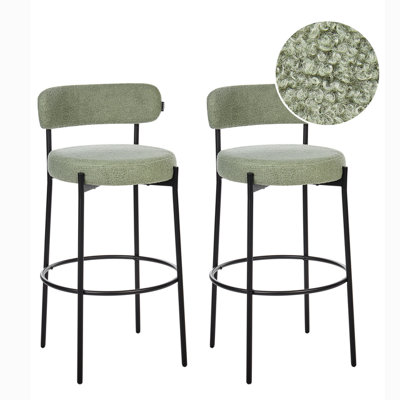 B&Q -  Set Of 2 Bar Chairs Allison Boucle Light Green