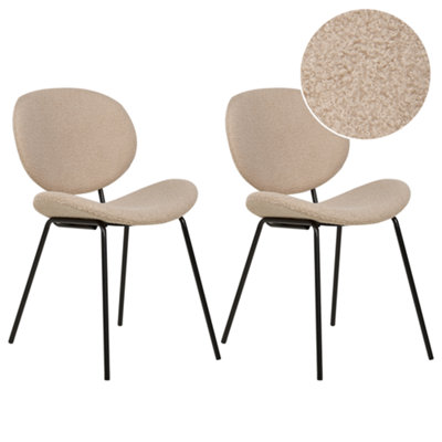 Beliani Set Of 2 Dining Chairs Luana Boucle Taupe from B&Q