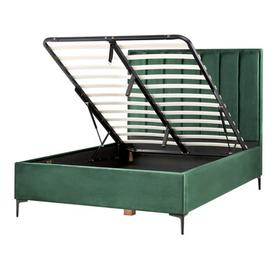 Beliani Ottoman Bed Sezanne Velvet Dark Green 140 X 200 Cm (Eu Double) from B&Q