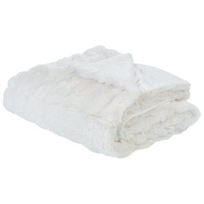 Beliani Blanket Salka Faux Fur 150 X 200 Cm White from B&Q