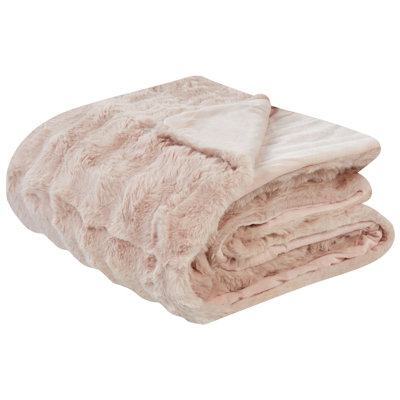 Beliani Blanket Salka Faux Fur 200 X 220 Cm Pastel Pink from B&Q
