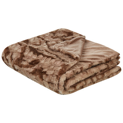 Beliani Blanket Bakira Faux Fur 200 X 220 Cm Brown from B&Q