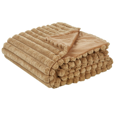 Beliani Bedspread Rakya Faux Fur 200 X 220 Cm Light Brown from B&Q