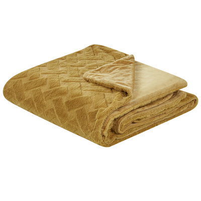 Beliani Bedspread Sitapur Faux Fur 150 X 200 Cm Mustard from B&Q