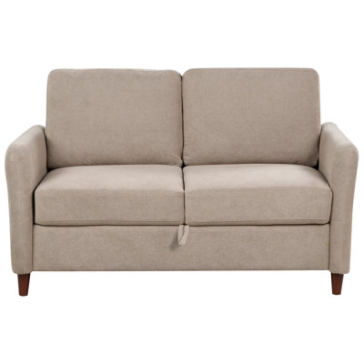 Beliani Sofa 2 Seater Mare Fabric Taupe With Storage
