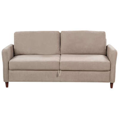 Beliani Sofa 3 Seater Mare Fabric Taupe With Storage