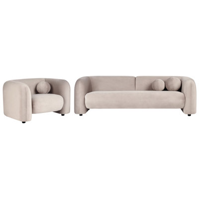 Beliani Living Room Set 4 Seater Leiren Velvet Taupe from B&Q