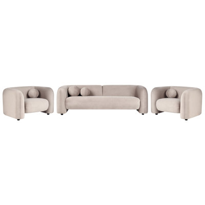 Beliani Living Room Set 5 Seater Leiren Velvet Taupe from B&Q