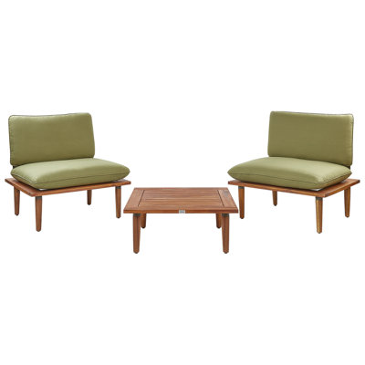 Beliani Garden Lounge Set With Table 2 Seater Frascati Olive Green Certified Acacia Wood Modular