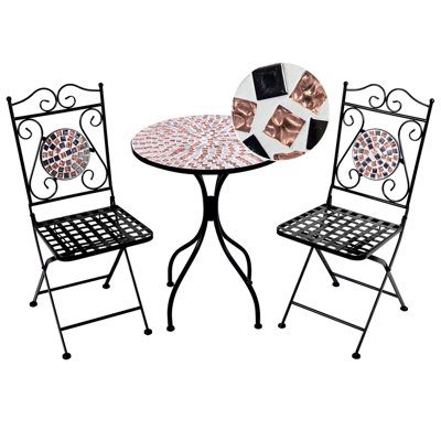 B&Q -  Bistro Set Folding Carpino Metal Black