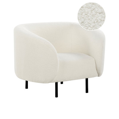 Beliani Minimalist Armchair Loen Boucle White from B&Q