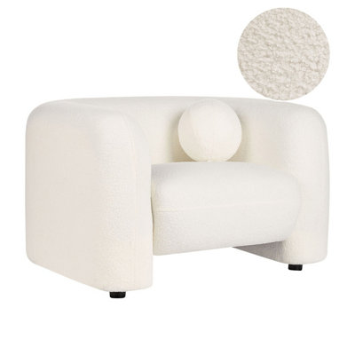 Beliani Minimalist Armchair Leiren Boucle White from B&Q