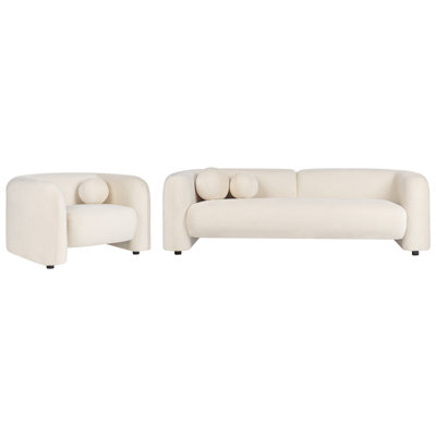 Beliani Living Room Set 4 Seater Leiren Velvet Off-White from B&Q